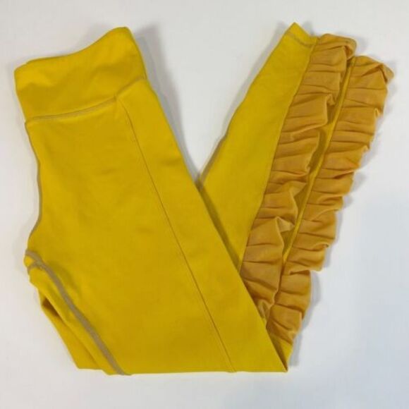 Zyia Yellow High-Rise Leggings with Side Mesh Rouging - Picture 1 of 5